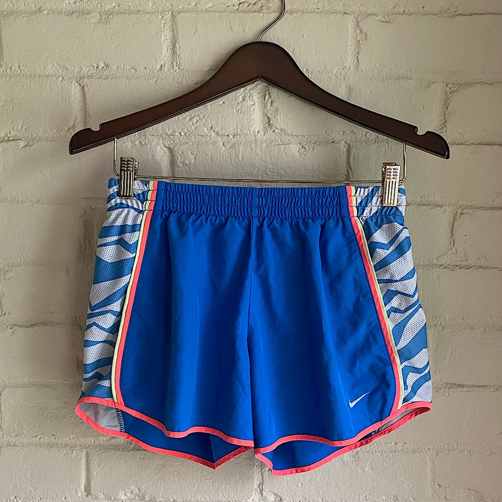 Nike dri-fit blue white and neon pink size small athletic running shorts